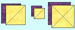 Cut larger squares into triangles